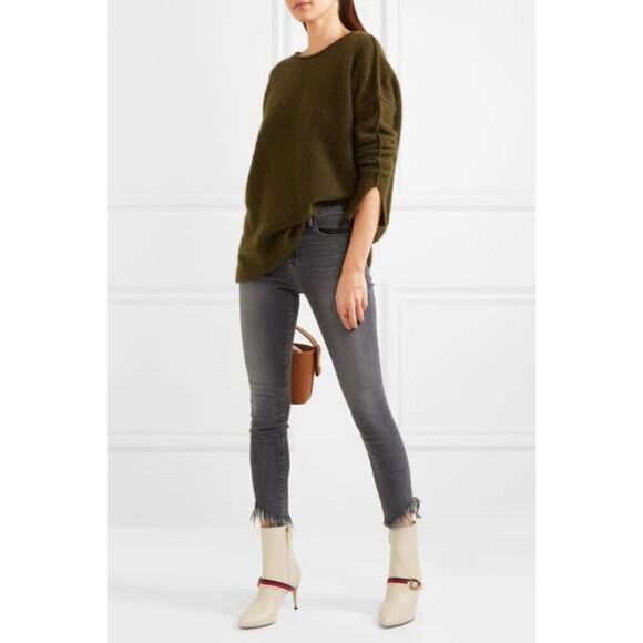 FRAME Le High Skinny Jeans Frayed Hem Whiskered Stretch Berwick Black Sz 23-24 - Picture 5 of 10